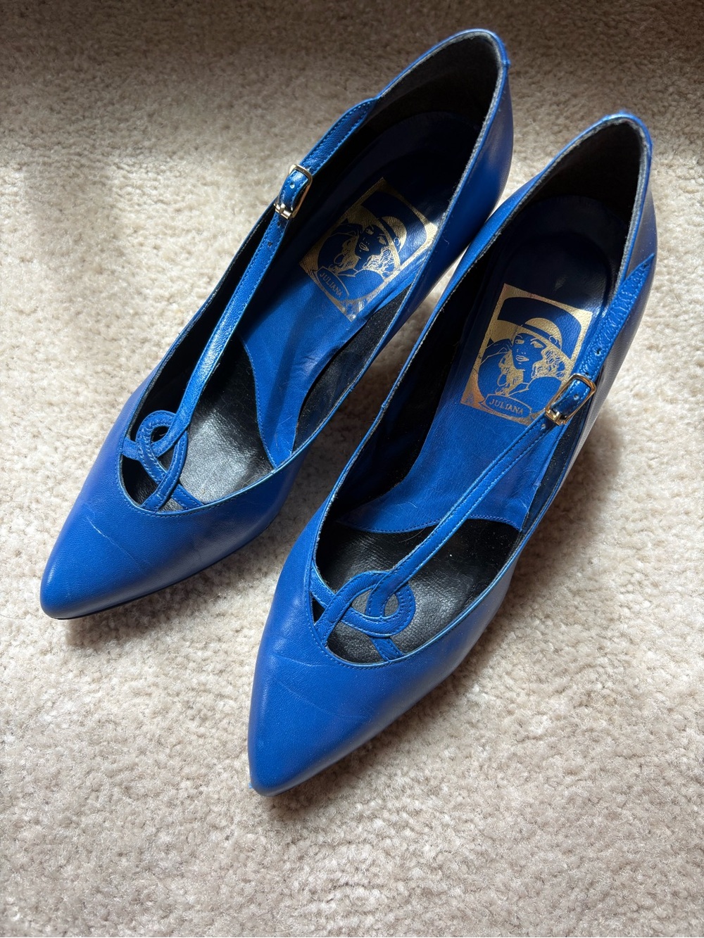 Vintage (1980) Juliana blue t-strap pumps